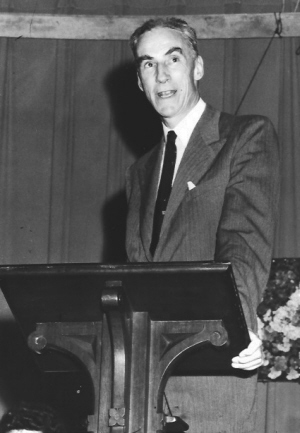 Frederick Osborn, photographed as he addressed an audience