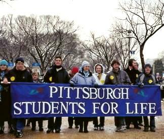 Pittsburgh Students for Life with their blue banner