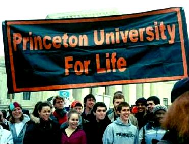 Princeton University students and banner at the March for Life